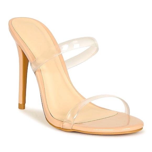 Anne Michelle beige clear strap mule heels. Size 6.5 - Picture 4 of 10